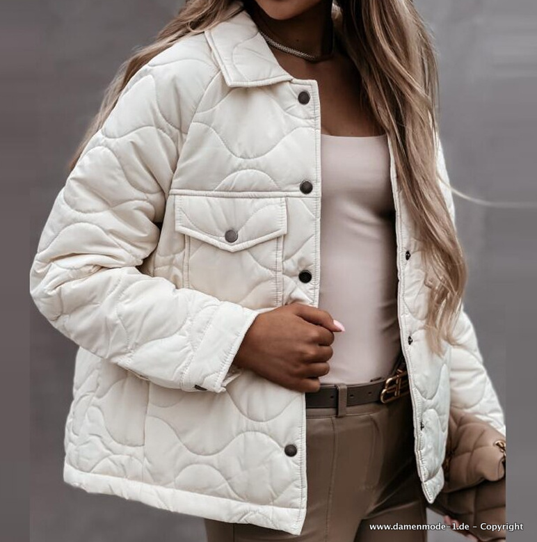 Damen Stepp Jacke Elegant in Weiß